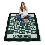 michigan state spartans helmet heart green quilt blanket best selling