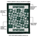 michigan state spartans helmet heart green quilt blanket best selling