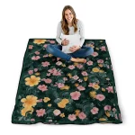 michigan state spartans hibiscus foliage green quilt blanket best selling