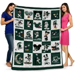 michigan state spartans mickey mouse motif green white quilt blanket best selling
