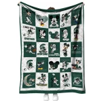 michigan state spartans mickey mouse motif green white quilt blanket best selling