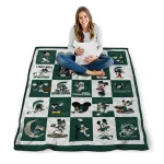michigan state spartans mickey mouse motif green white quilt blanket best selling