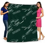 michigan state spartans sketch lines green quilt blanket best selling