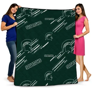 michigan state spartans sketch lines green quilt blanket best selling