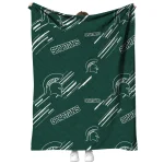 michigan state spartans sketch lines green quilt blanket best selling