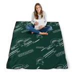 michigan state spartans sketch lines green quilt blanket best selling