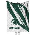 michigan state spartans stroke art green white quilt blanket best selling