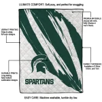 michigan state spartans stroke art green white quilt blanket best selling