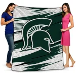 michigan state spartans wild lines green white quilt blanket best selling