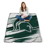 michigan state spartans wild lines green white quilt blanket best selling