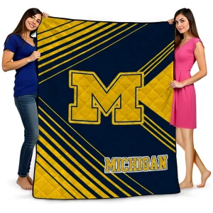 michigan wolverines arrow layers blue quilt blanket best selling