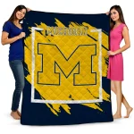 michigan wolverines block border blue quilt blanket best selling