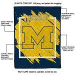 michigan wolverines block border blue quilt blanket best selling