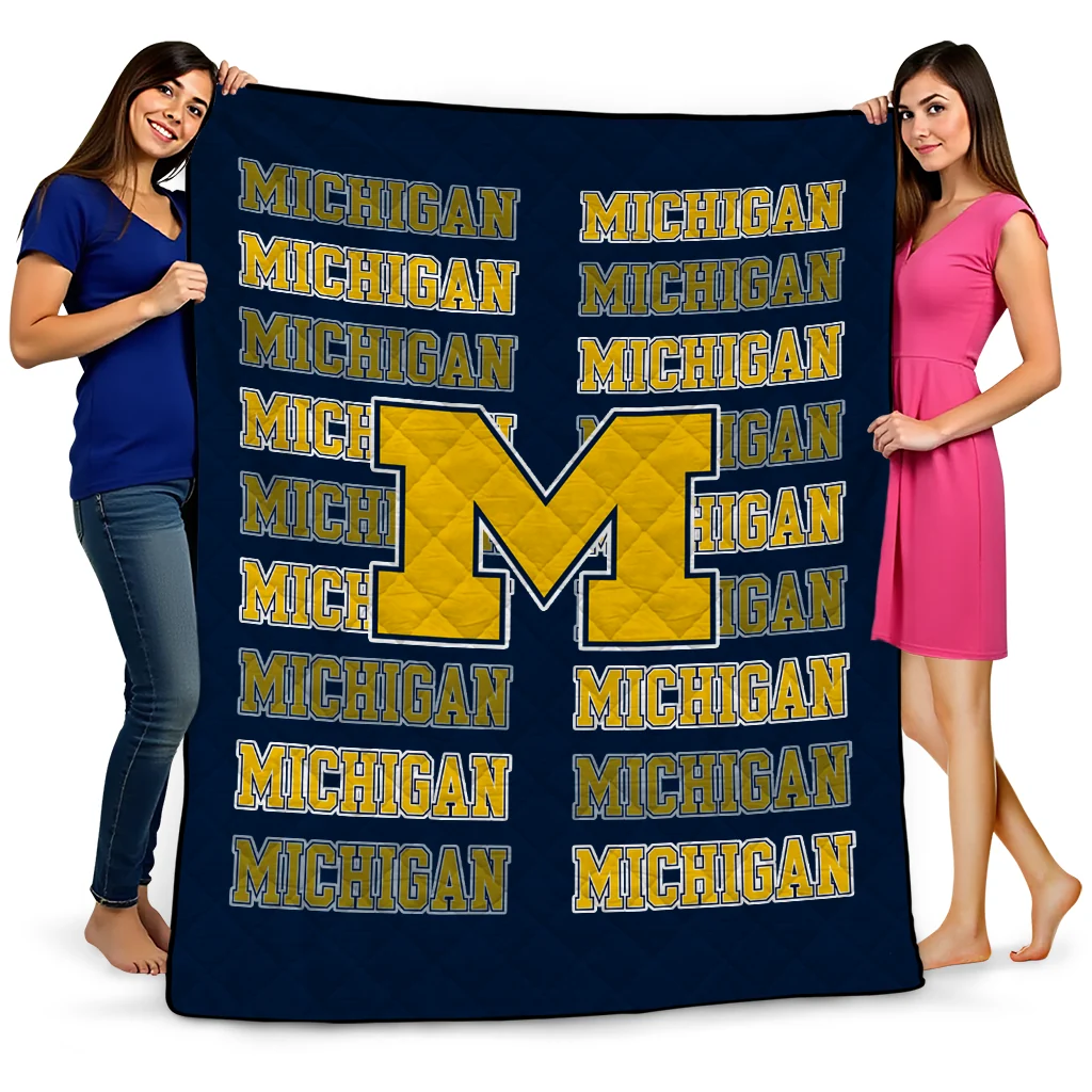 michigan wolverines bold red blue quilt blanket best selling