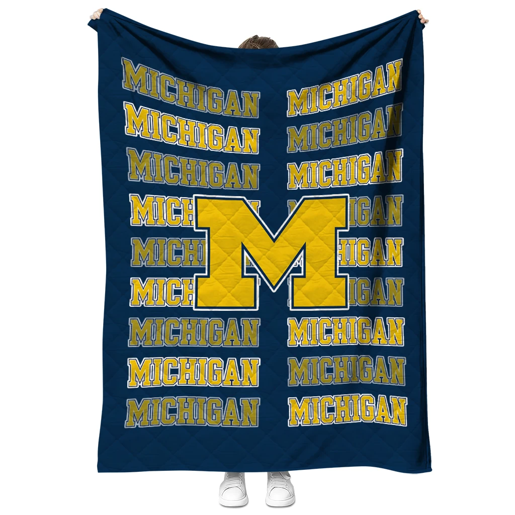 michigan wolverines bold red blue quilt blanket fashion forward