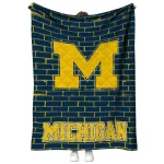 michigan wolverines brick grid blue quilt blanket best selling