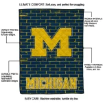 michigan wolverines brick grid blue quilt blanket best selling