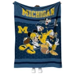 michigan wolverines disney football blue quilt blanket best selling