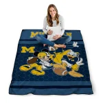 michigan wolverines disney football blue quilt blanket best selling