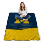 michigan wolverines dot illusion blue quilt blanket best selling