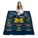 michigan wolverines handdrawn stripes blue quilt blanket best selling