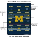michigan wolverines handdrawn stripes blue quilt blanket best selling