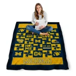 michigan wolverines helmet heart blue quilt blanket best selling