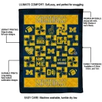 michigan wolverines helmet heart blue quilt blanket best selling
