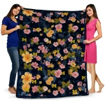 michigan wolverines hibiscus foliage blue quilt blanket best selling