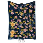 michigan wolverines hibiscus foliage blue quilt blanket best selling