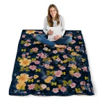 michigan wolverines hibiscus foliage blue quilt blanket best selling