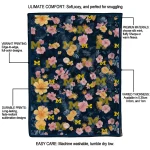 michigan wolverines hibiscus foliage blue quilt blanket best selling