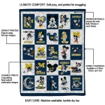 michigan wolverines mickey mouse motif blue white quilt blanket best selling