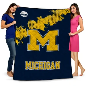 michigan wolverines paint trail blue quilt blanket best selling