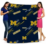 michigan wolverines sketch lines blue quilt blanket best selling