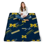 michigan wolverines sketch lines blue quilt blanket best selling