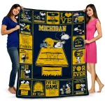 michigan wolverines snoopy love blue quilt blanket best selling