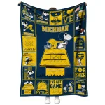 michigan wolverines snoopy love blue quilt blanket best selling