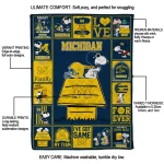 michigan wolverines snoopy love blue quilt blanket best selling