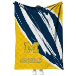 michigan wolverines stroke art blue white quilt blanket best selling