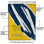 michigan wolverines stroke art blue white quilt blanket best selling