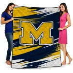 michigan wolverines wild lines blue white quilt blanket best selling