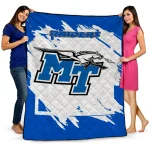 middle tennessee blue raiders block border blue quilt blanket best selling