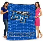 middle tennessee blue raiders brick grid blue quilt blanket best selling