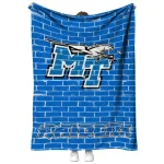 middle tennessee blue raiders brick grid blue quilt blanket best selling