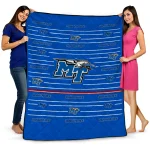 middle tennessee blue raiders handdrawn stripes blue quilt blanket best selling