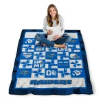 middle tennessee blue raiders helmet heart blue quilt blanket best selling