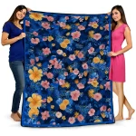 middle tennessee blue raiders hibiscus foliage blue quilt blanket best selling
