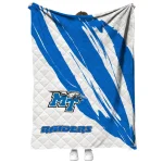middle tennessee blue raiders stroke art blue white quilt blanket best selling