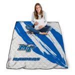 middle tennessee blue raiders stroke art blue white quilt blanket best selling